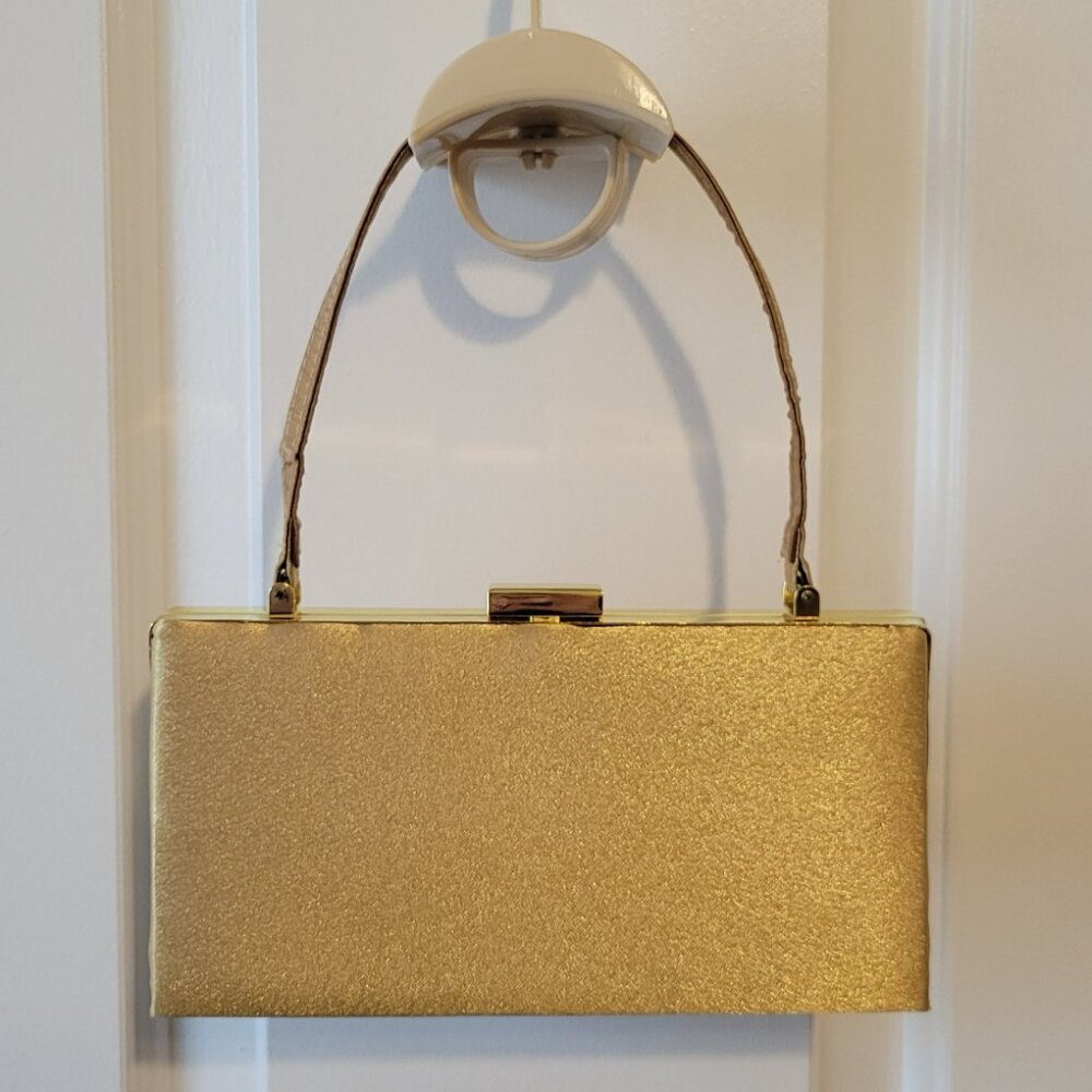 Vintage inspired metallic gold evening bag